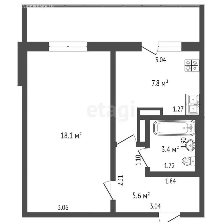 1-комнатная квартира: Ульяновск, улица Генерала Мельникова, 24 (35 м) - Фото 1
