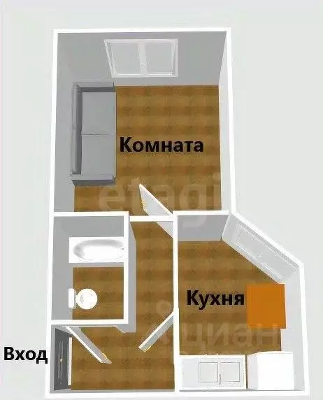 1-к кв. Сахалинская область, Южно-Сахалинск Полевая ул., 14 (32.0 м) - Фото 2