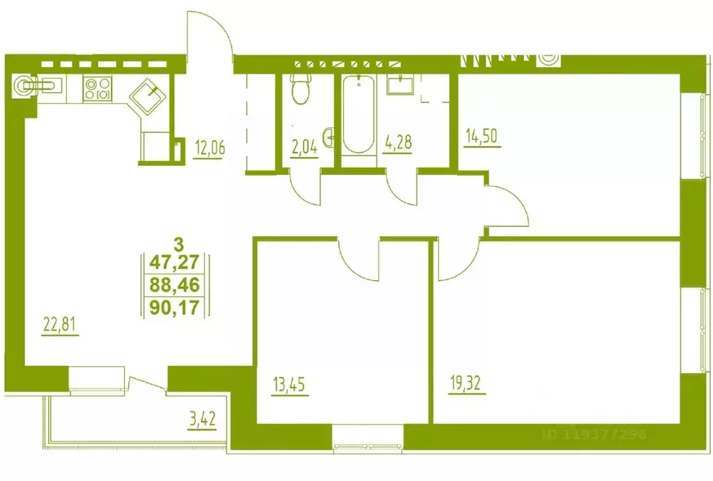 3-к кв. Мордовия, Саранск ул. Фурманова, 35 (90.17 м) - Фото 0