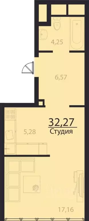 1-к кв. Ульяновская область, Ульяновск Новый Город мкр, 17-й кв-л, ... - Фото 0