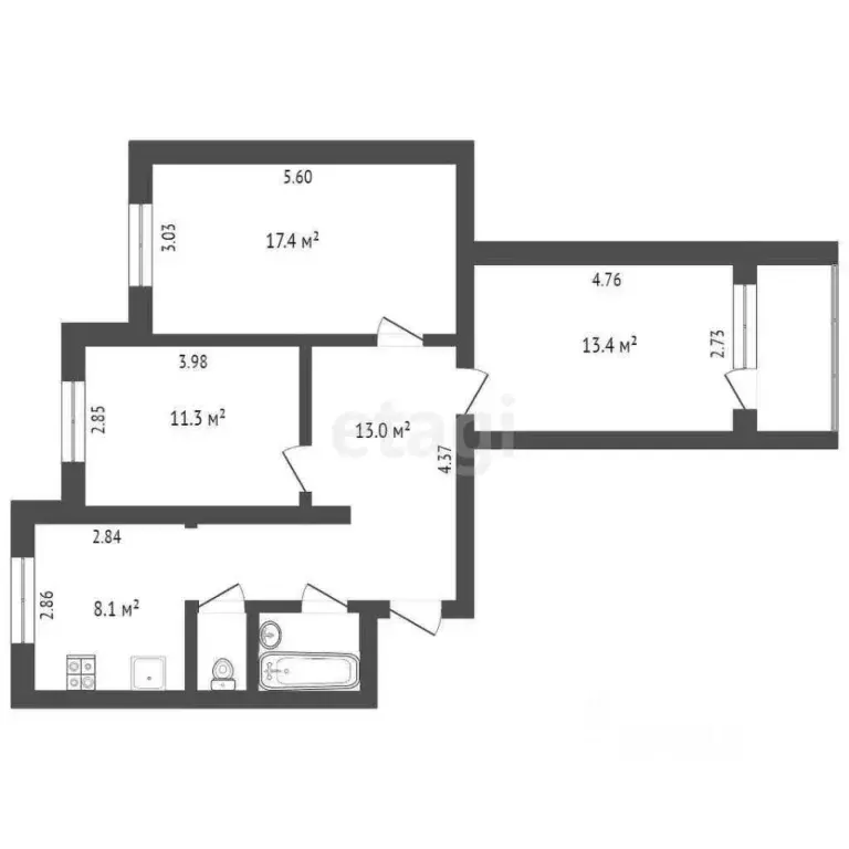 3-к кв. Ямало-Ненецкий АО, Новый Уренгой Советский мкр, 4/1 (66.6 м) - Фото 1