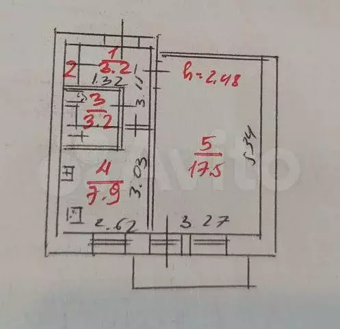 1-к. квартира, 32,1 м, 4/5 эт. - Фото 0