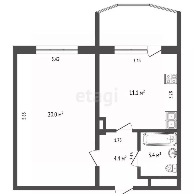1-к кв. Саха (Якутия), Якутск ул. Пушкина, 24/1 (38.9 м) - Фото 2