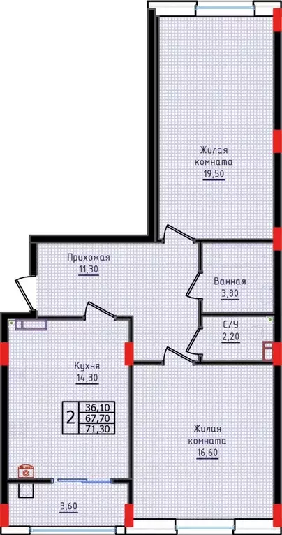 2-к кв. Ставропольский край, Ставрополь ул. Якова Андрюшина, 6 (71.3 ... - Фото 1