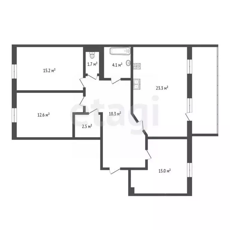 3-к кв. Тюменская область, Тюмень ул. Суходольская, 12 (94.6 м) - Фото 2