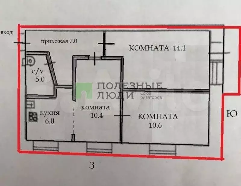 3-к. квартира, 52 м, 5/5 эт. - Фото 0