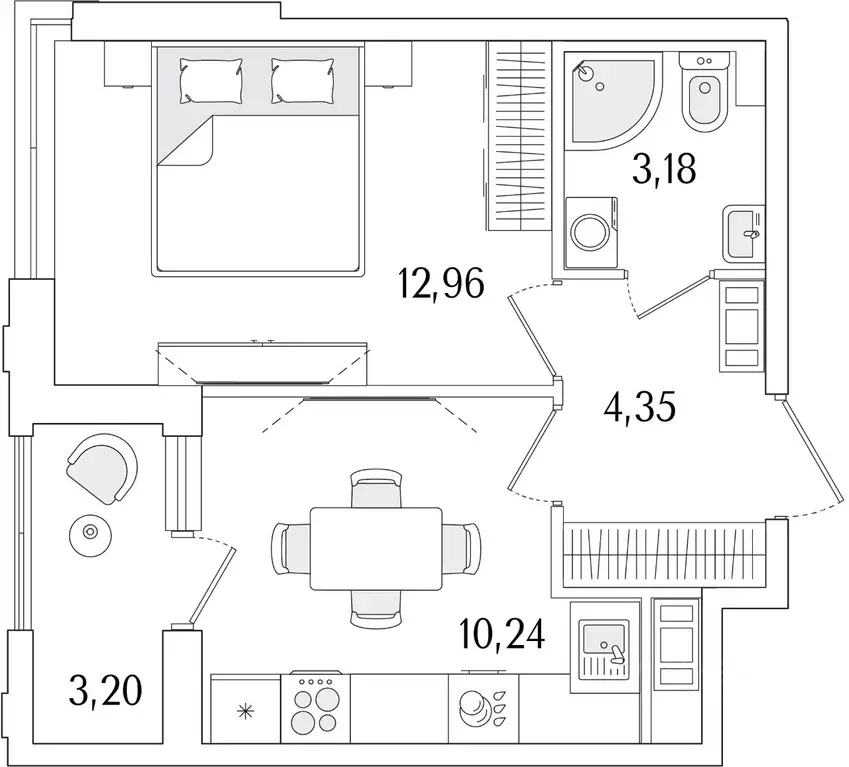 1-к кв. Санкт-Петербург ул. Фучика, 12к2Г1 (32.33 м) - Фото 0