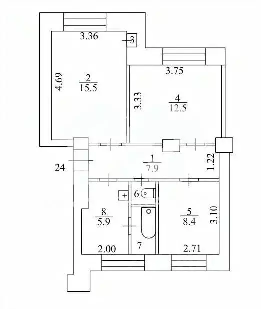 3-к кв. Новосибирская область, Новосибирск ул. Чехова, 144 (53.5 м) - Фото 1