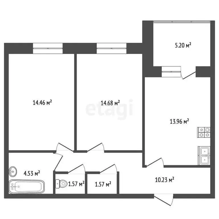 2-комнатная квартира: Рыбинск, улица Академика Губкина, 6А (61.2 м) - Фото 1
