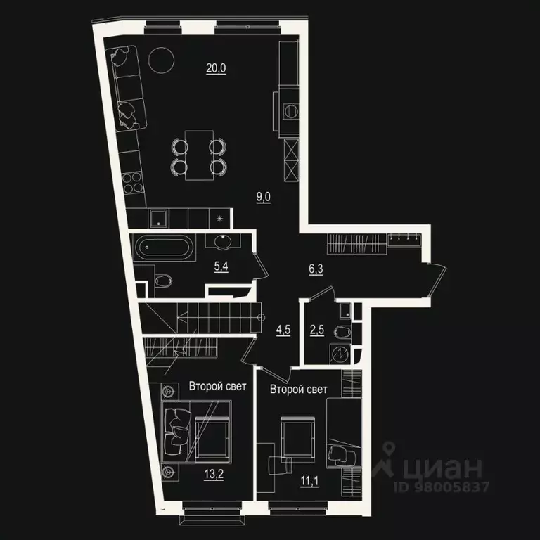 4-к кв. Тюменская область, Тюмень ул. Щербакова, 2к4 (128.5 м) - Фото 0