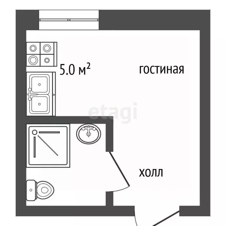 Студия Москва ул. Покровка, 43А (11.0 м) - Фото 1
