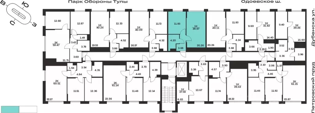 1-к кв. Тульская область, Тула Жукова Парк жилой комплекс (39.97 м) - Фото 2