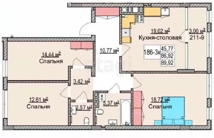 2-к кв. Калининградская область, Зеленоградск ул. Гагарина, 87 (89.5 ... - Фото 0