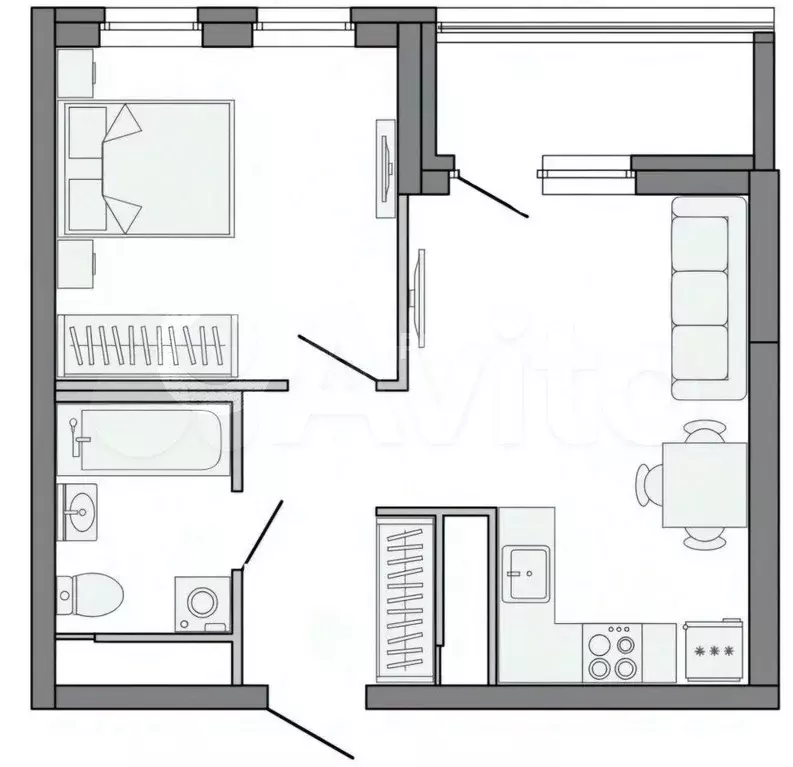1-к. квартира, 40 м, 3/29 эт. - Фото 0