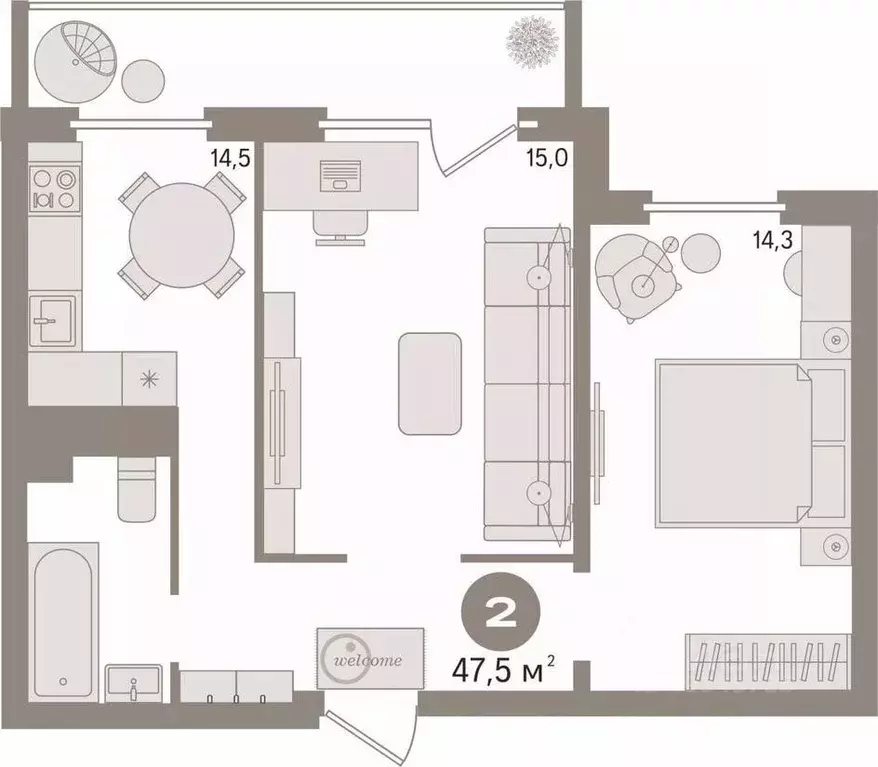 2-к кв. Свердловская область, Екатеринбург ул. Черепанова, 12 (47.5 м) - Фото 2