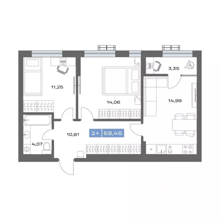 2-к кв. Тюменская область, Тобольск Зона ВУЗов тер., Ритм жилой ... - Фото 1