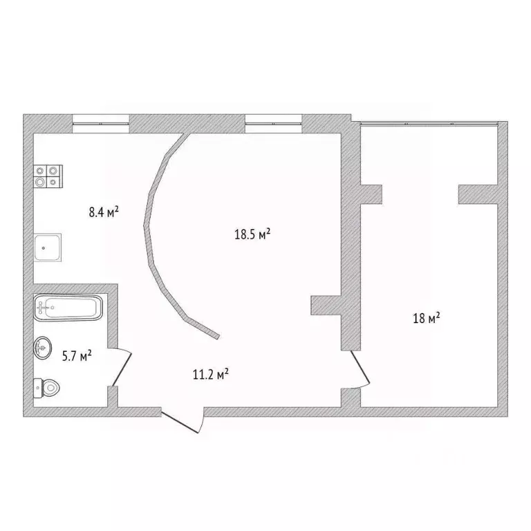 2-к кв. Нижегородская область, Нижний Новгород Казанское ш., 4к2 (61.8 ... - Фото 1