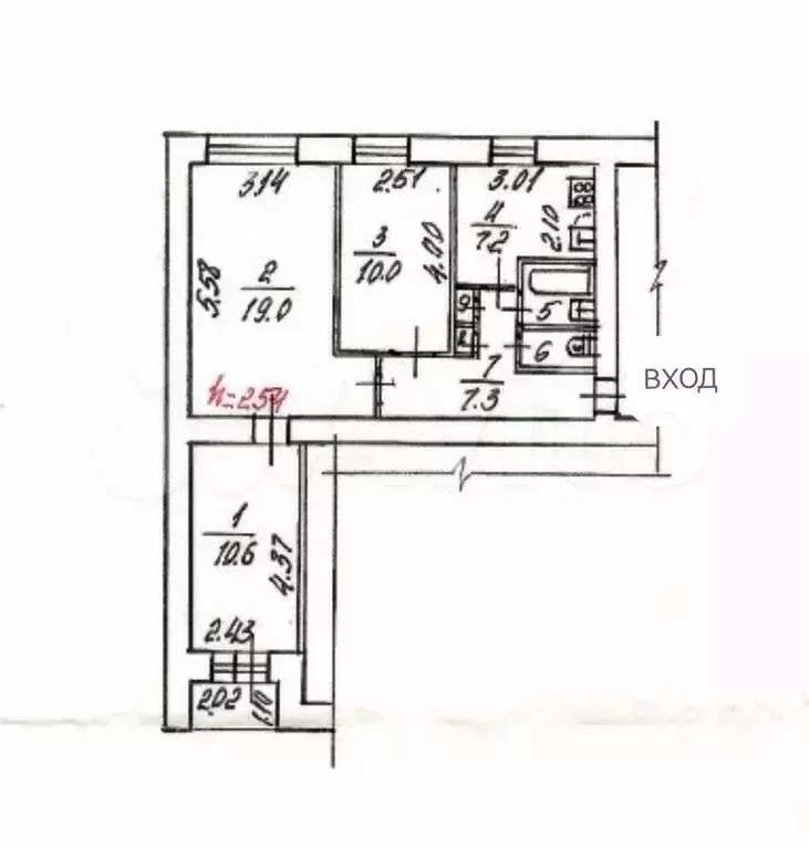 3-к. квартира, 58,1 м, 3/9 эт. - Фото 0