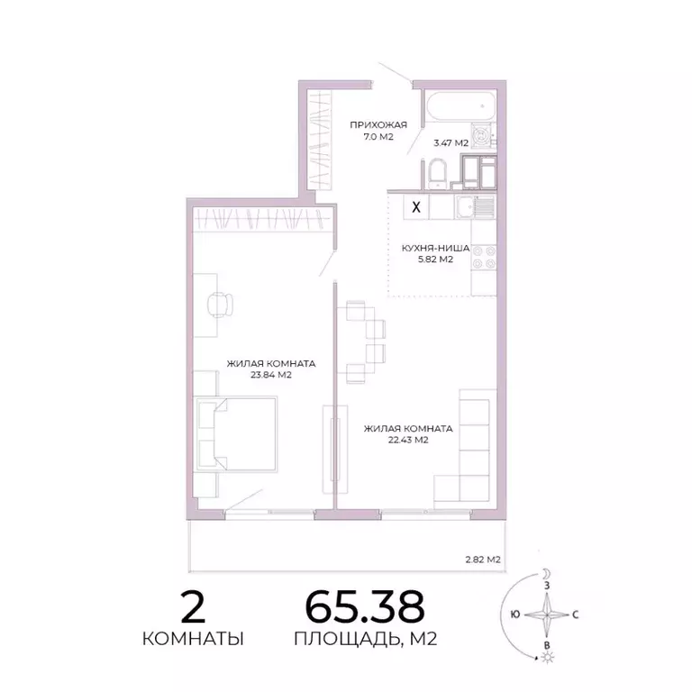 2-к кв. Пензенская область, Пенза Побочинская ул., с18 (65.38 м) - Фото 0