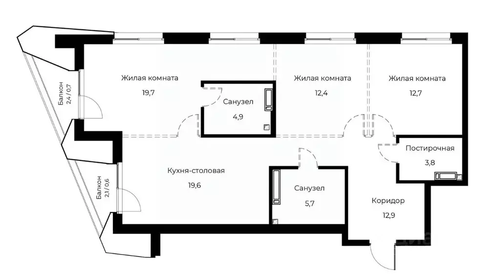 3-к кв. Пензенская область, Пенза Велларт Сити жилой комплекс (93.0 м) - Фото 1