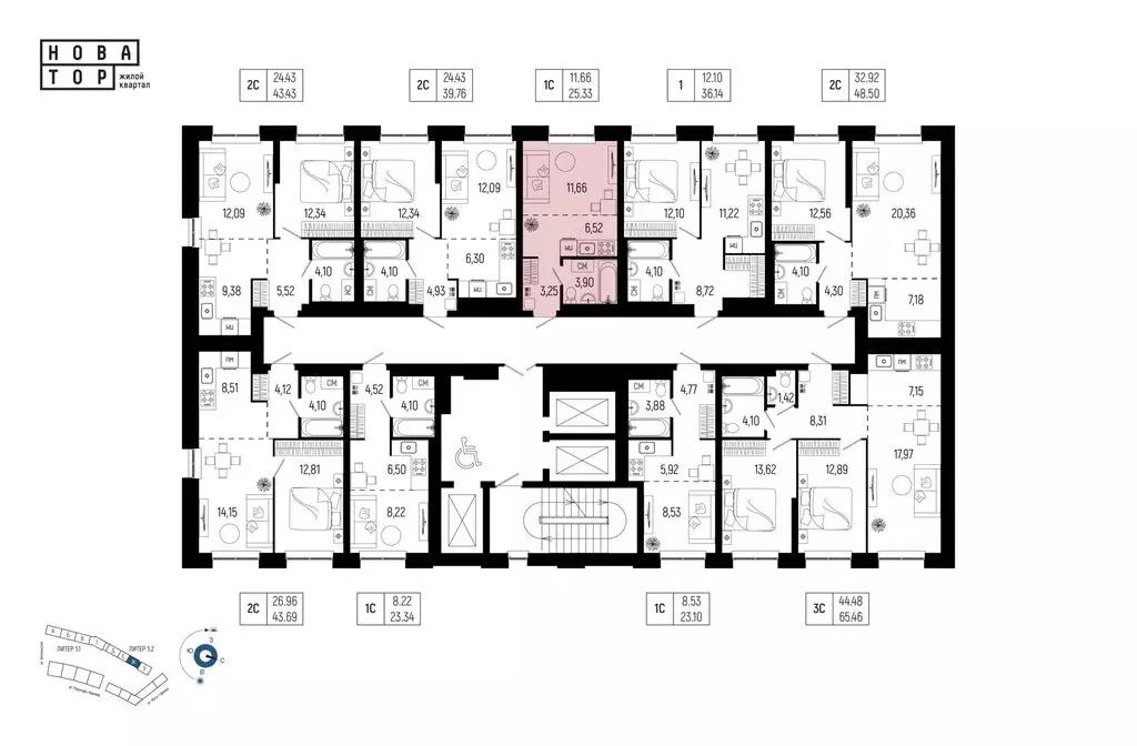 1-комнатная квартира: Уфа, улица Рудольфа Нуреева, 7 (25.33 м) - Фото 2