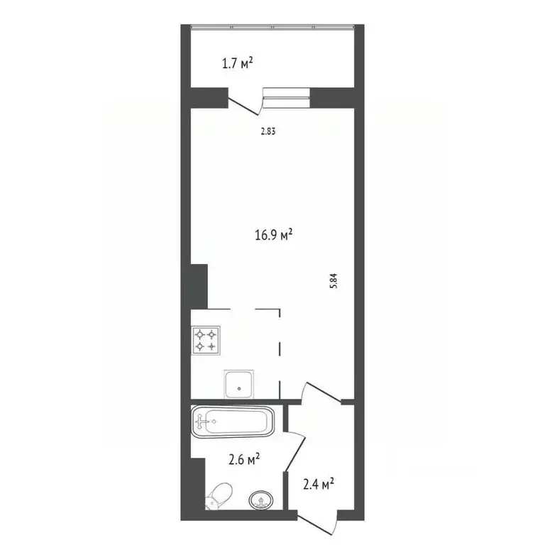 1-к кв. Красноярский край, Красноярск ул. Калинина, 15 (21.3 м) - Фото 2