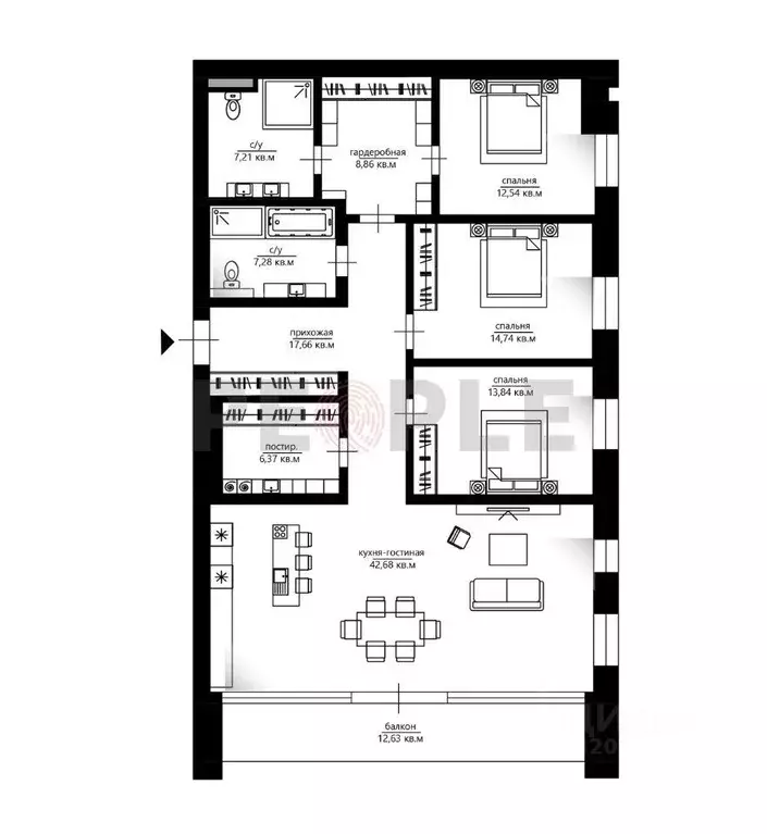 Квартира, 4 комнаты, 131 м - Фото 0