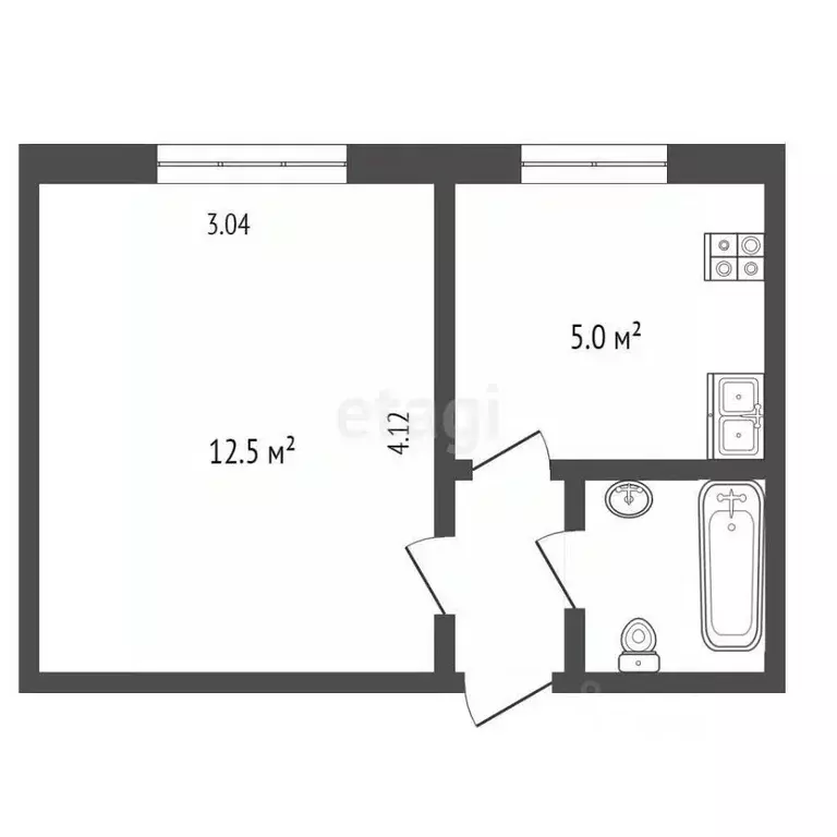 1-к кв. Ростовская область, Ростов-на-Дону ул. Миронова, 12/2 (22.0 м) - Фото 1