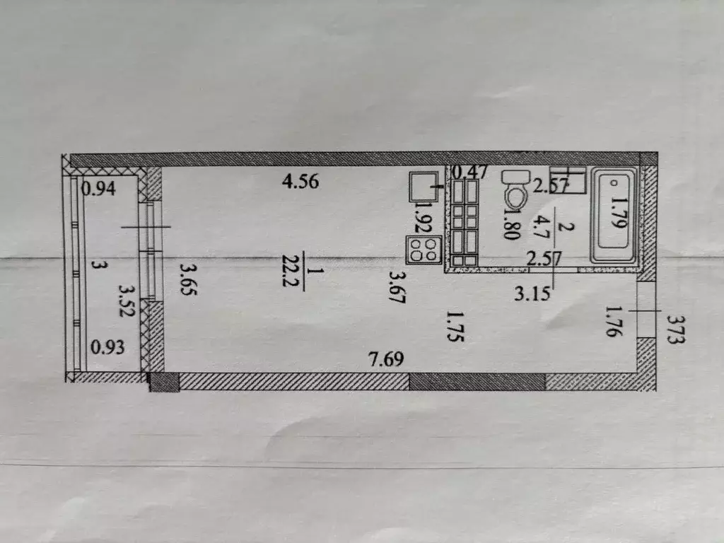 Студия Свердловская область, Екатеринбург ул. Уральская, 5 (26.0 м) - Фото 0