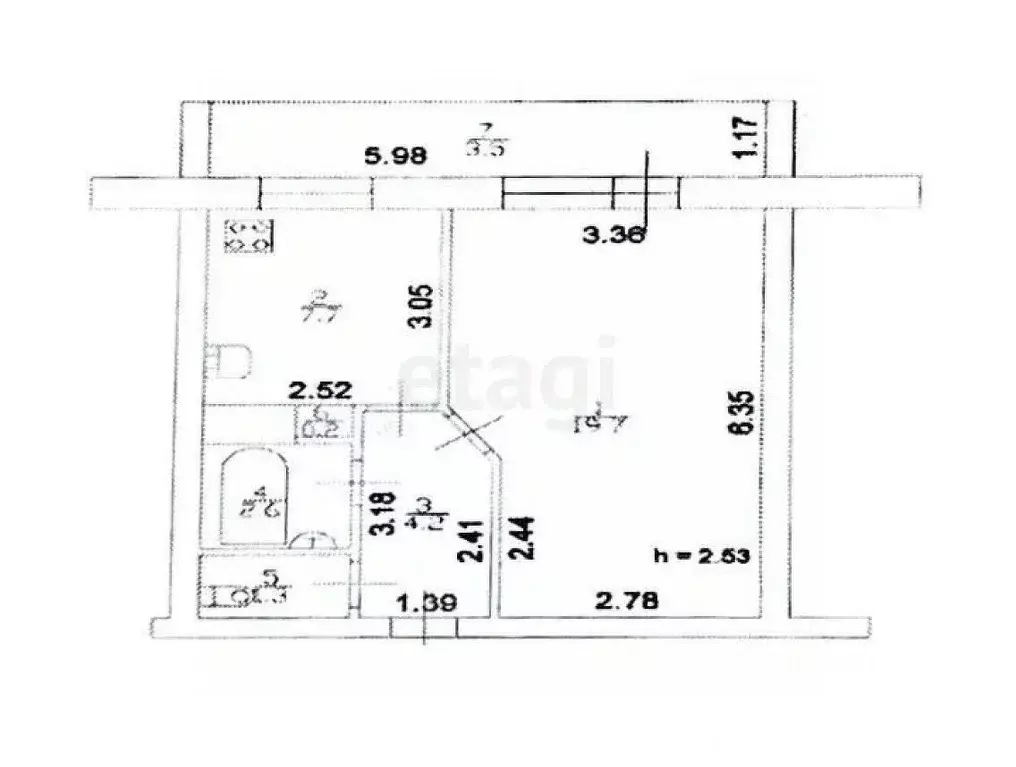 1-к кв. Татарстан, Казань ул. Академика Лаврентьева, 14а (35.7 м) - Фото 1