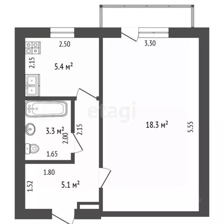 1-к кв. Мордовия, Рузаевка ул. Гагарина, 5 (32.8 м) - Фото 2