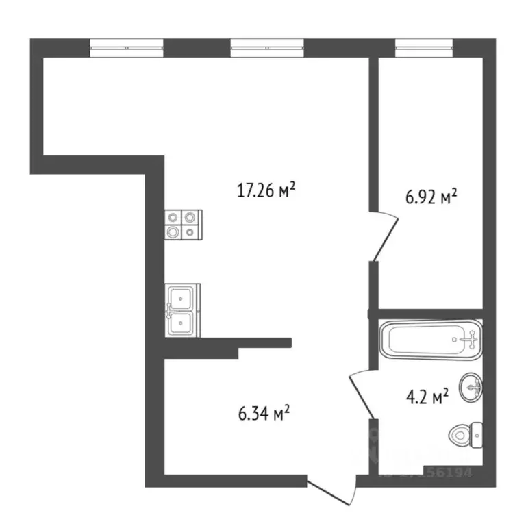 1-к кв. Тюменская область, Тюмень ул. Сергея Свиридова, 11к2 (34.72 м) - Фото 2