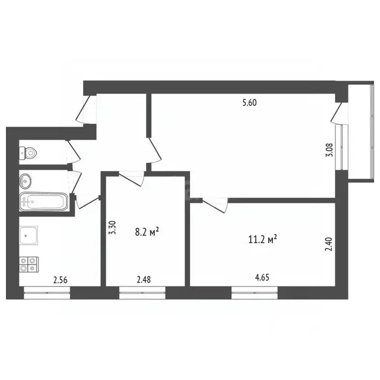 3-к кв. Белгородская область, Белгород Михайловское ш., 32а (50.7 м) - Фото 2