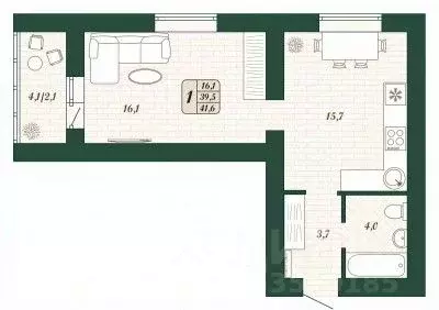 1-к кв. Самарская область, Волжский район, Смышляевка городское ... - Фото 1