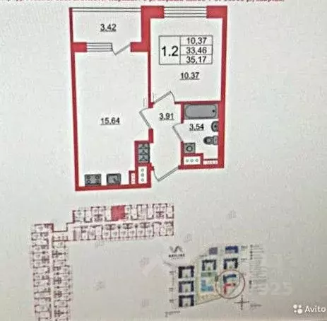 1-к кв. Санкт-Петербург дор. Торфяная, 15к3 (32.9 м) - Фото 1
