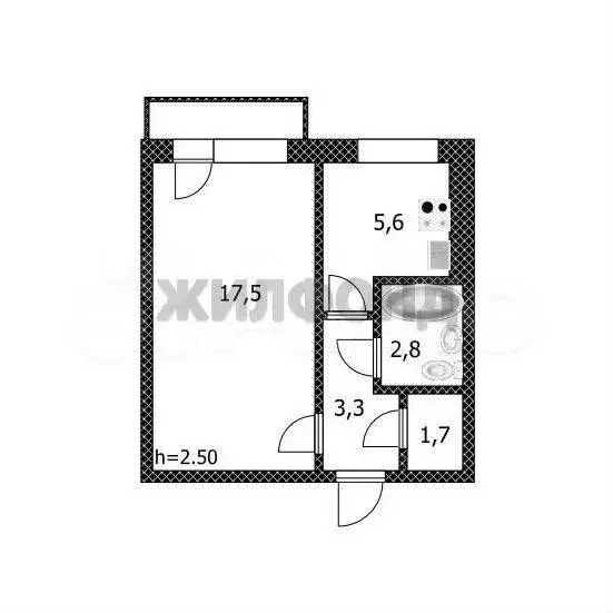 1-к. квартира, 30,9 м, 4/5 эт. - Фото 0