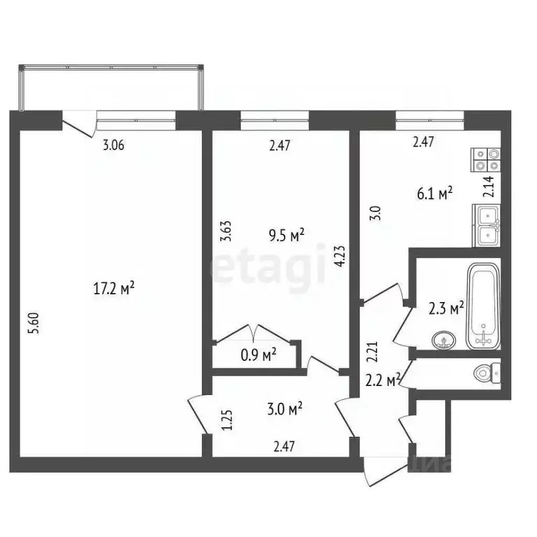2-к кв. Крым, Советский район, с. Пруды ул. Керченская, 5 (43.3 м) - Фото 2