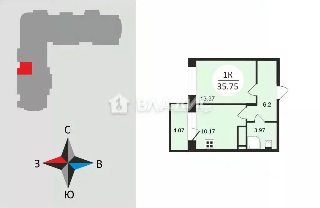 1-к кв. Владимирская область, Владимир ул. Нижняя Дуброва, 49А (35.75 ... - Фото 0