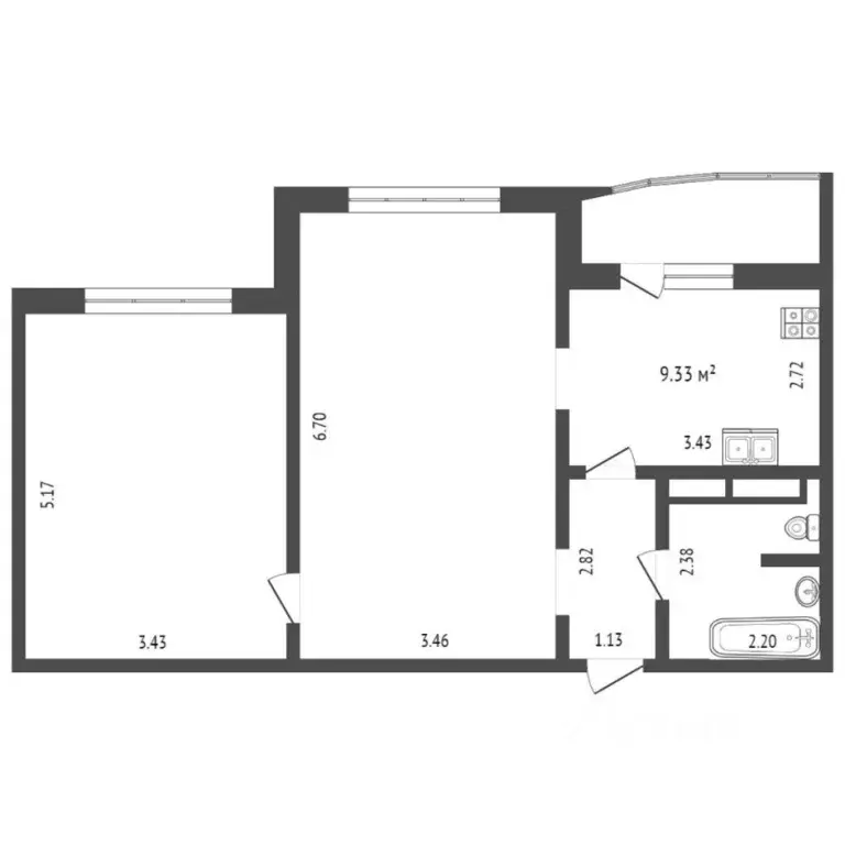 2-к кв. Тюменская область, Тюмень ул. Федюнинского, 58к1 (58.8 м) - Фото 2