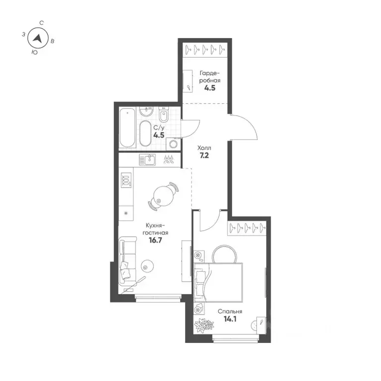 1-к кв. Свердловская область, Екатеринбург Солнечный жилрайон,  (47.0 ... - Фото 1