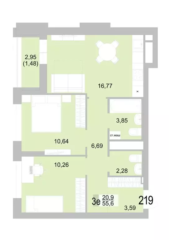 2-комнатная квартира: Екатеринбург, Черкасская улица, 5к2 (55.56 м) - Фото 0