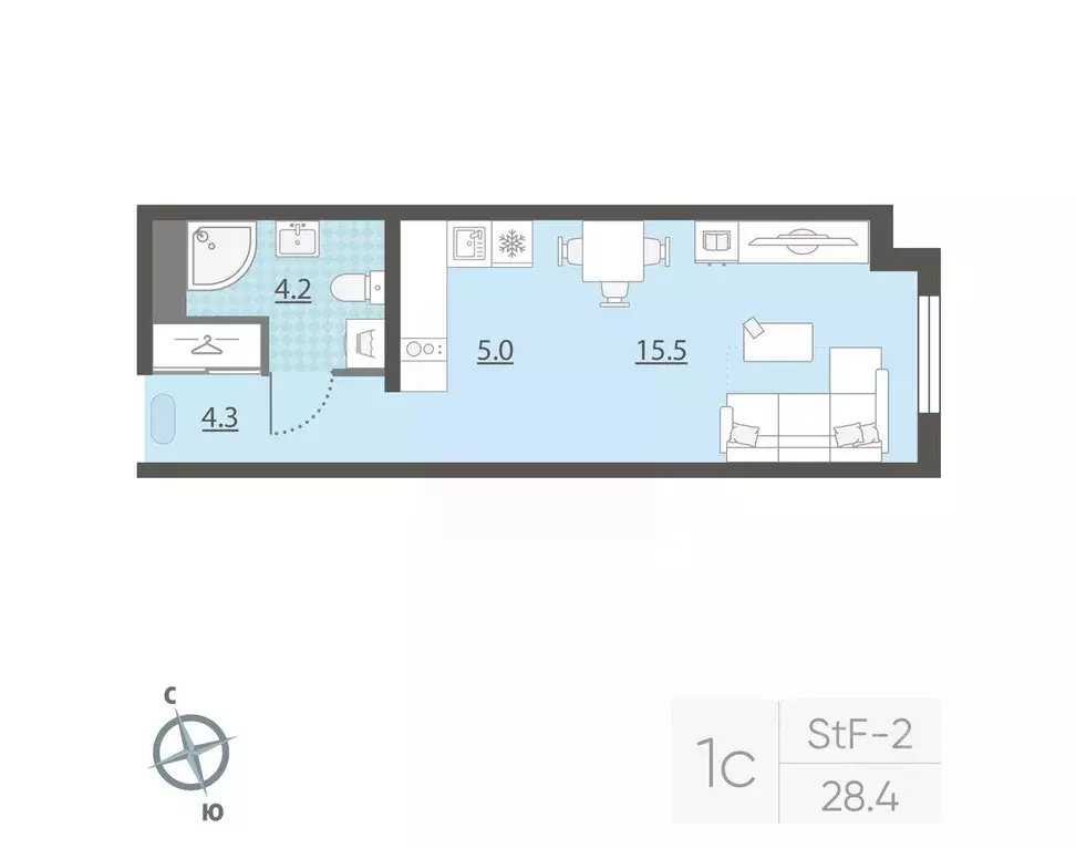 Студия Свердловская область, Екатеринбург Центральный жилрайон, Азина ... - Фото 2