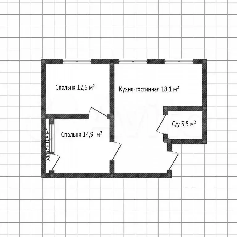3-к. квартира, 49,9 м, 4/5 эт. - Фото 0