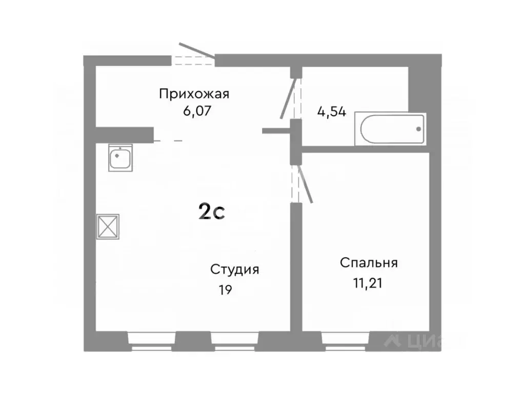 1-к кв. Челябинская область, Челябинск ул. Блюхера, 125Г (41.0 м) - Фото 2
