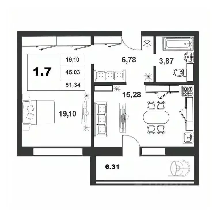 1-к кв. Новгородская область, Великий Новгород ул. Якова Павлова, 17 ... - Фото 1