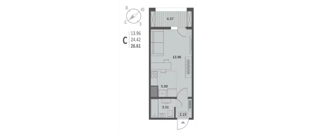 Продаётся квартира-студия, 26.61 м - Фото 0