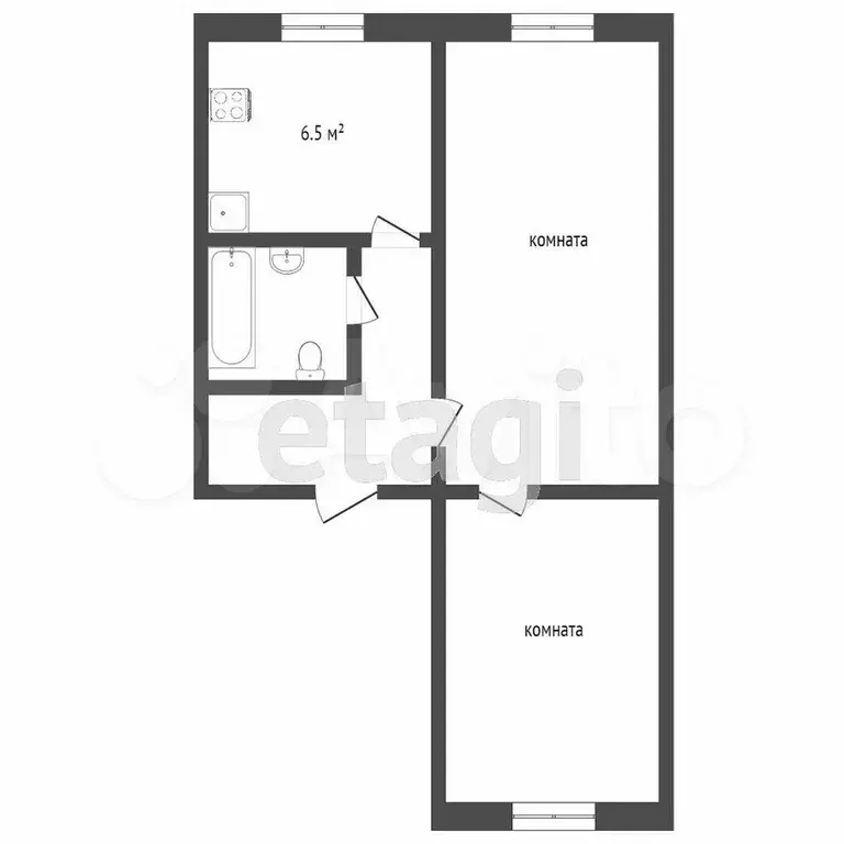 2-к. квартира, 44 м, 5/5 эт. - Фото 0