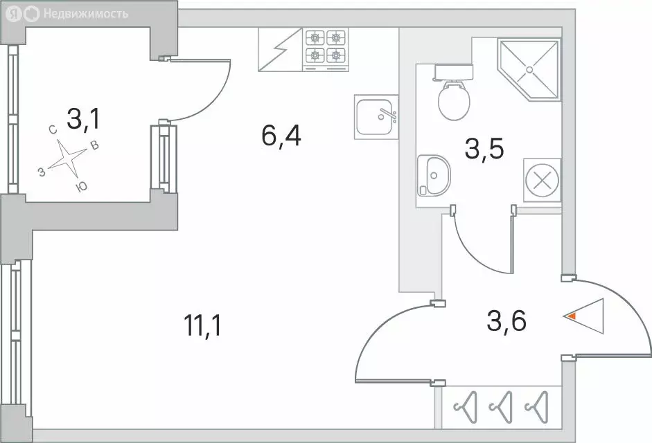 Квартира-студия: посёлок Шушары, улица Нины Петровой, 10к1 (26.15 м) - Фото 0
