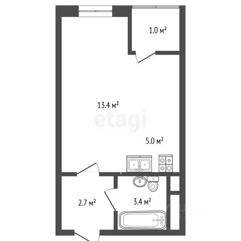 Студия Москва Родниковая ул., 30к1 (26.0 м) - Фото 2