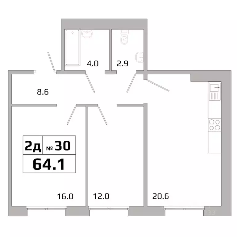 2-к кв. Иркутская область, Иркутск ИВАТУ городок,  (64.1 м) - Фото 1